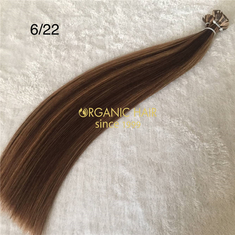 Wholesale colorful human flat tip hair extensions V17