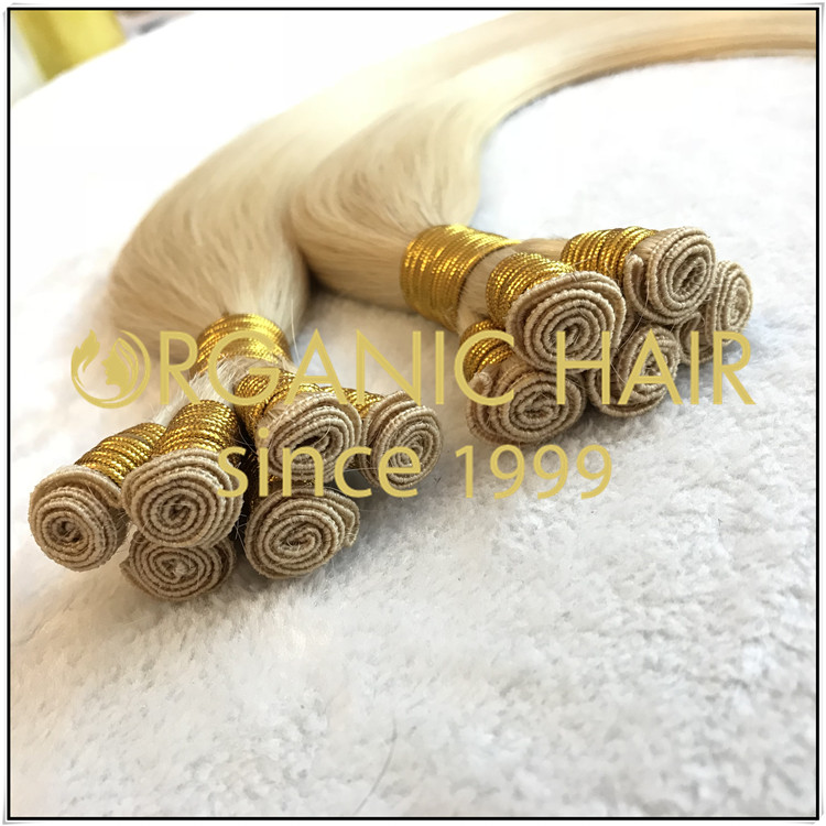 Blond color #60 hand tied hair extension C022
