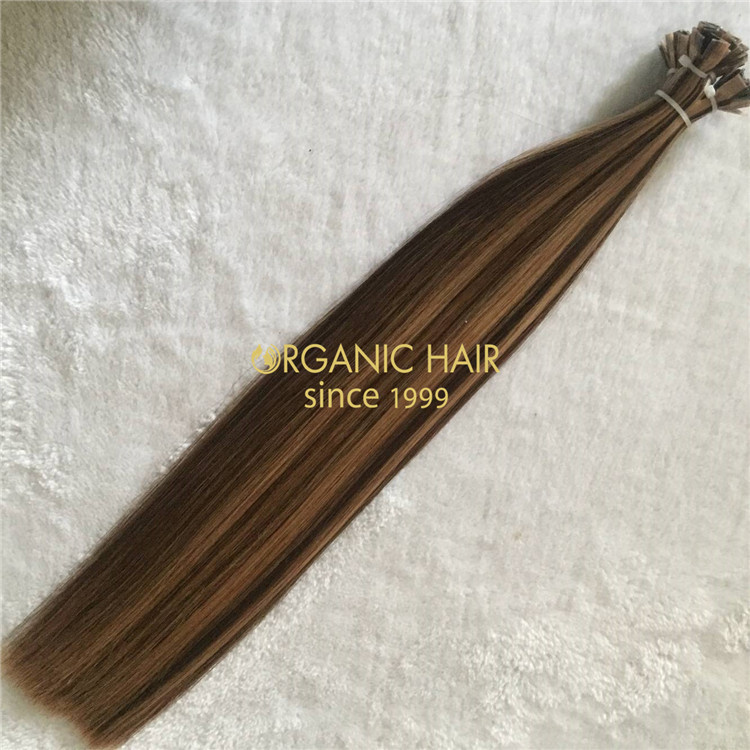 Wholesale colorful human flat tip hair extensions V17