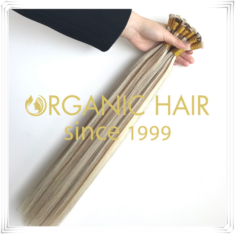 Piano color #6/60 hand tied weft hair extension C027