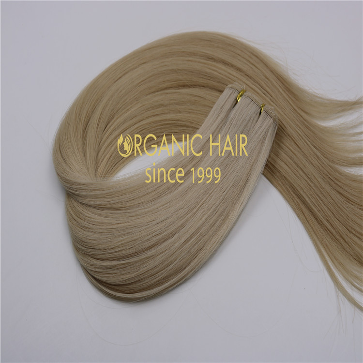 Blonde human machine tied wefts H230