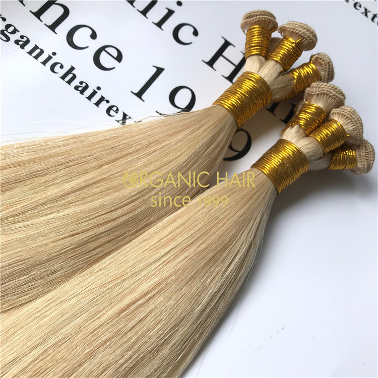 Comfortable remy human hand tied weft hair extensions wholesale V87