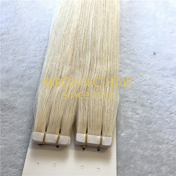Soft remy human hair PU skin weft extensions wholesale V84