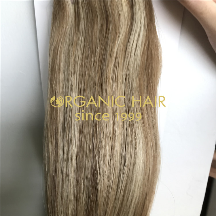 Cool ashy piano color hybrid weft extensions H311