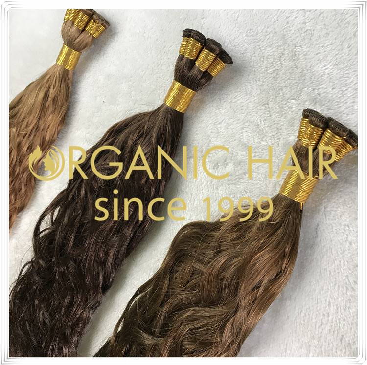 High quality silicone free hand tied weft hair extensions C041