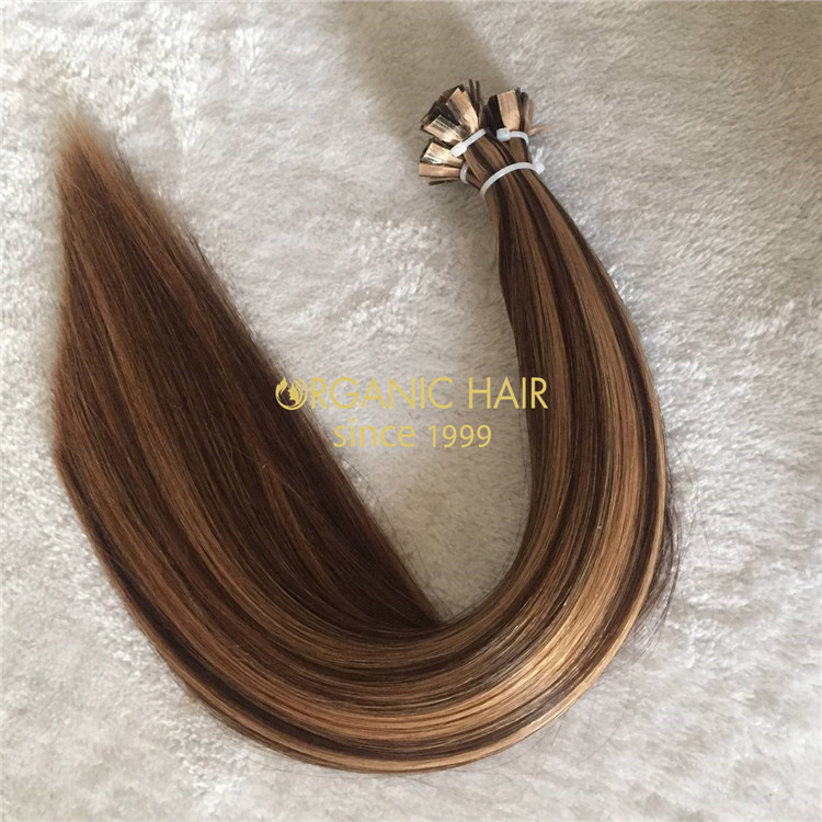 Wholesale colorful human flat tip hair extensions V17