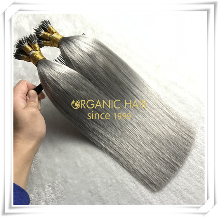 #Silver color nano ring hair extensions C067