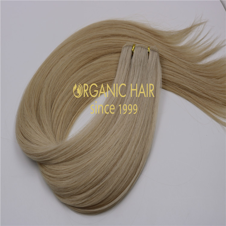 Blonde human machine tied wefts H230