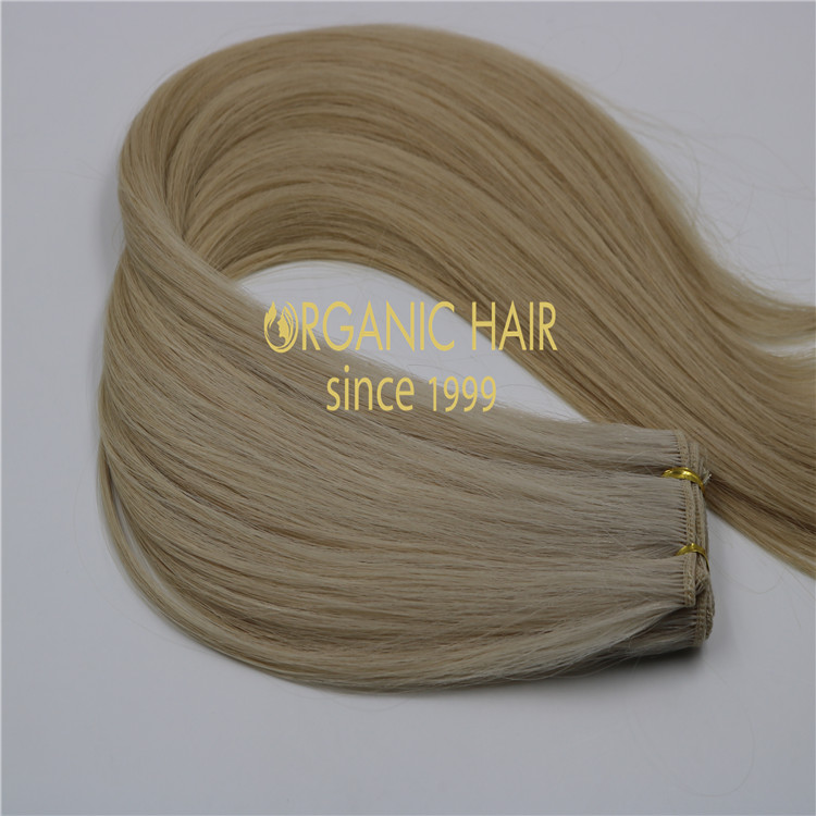 Blonde human machine tied wefts H230