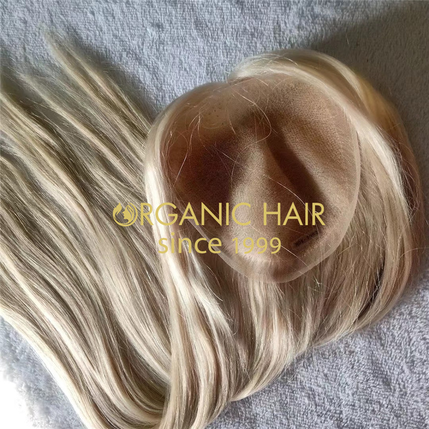 Blonde full lace base raw remy virgin cuticle aligned  hair topper A211
