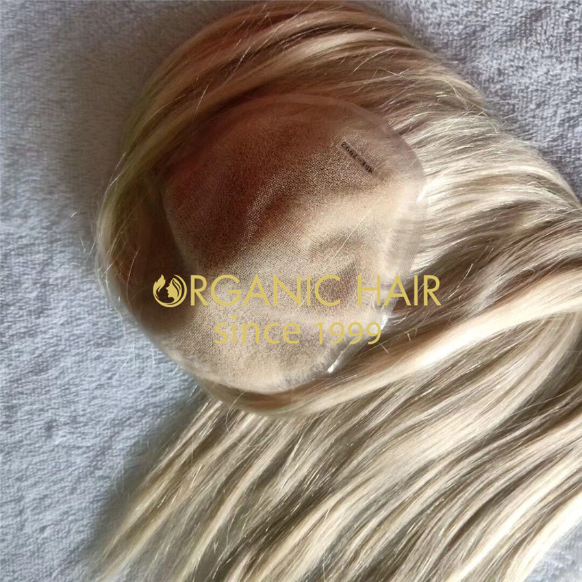 Blonde full lace base raw remy virgin cuticle aligned  hair topper A211