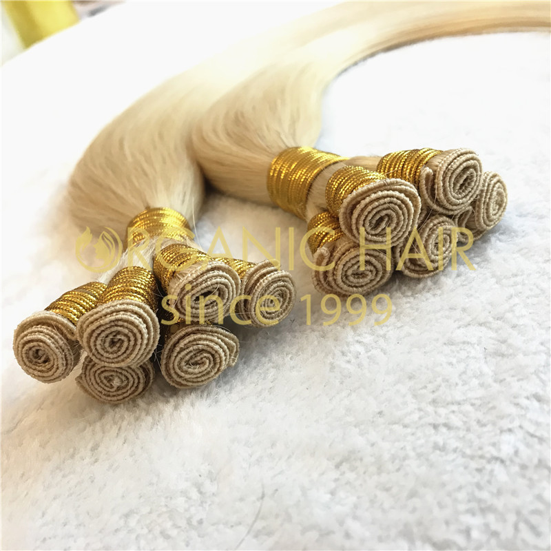 Cuticle remy hair hand-tied weft factory A14