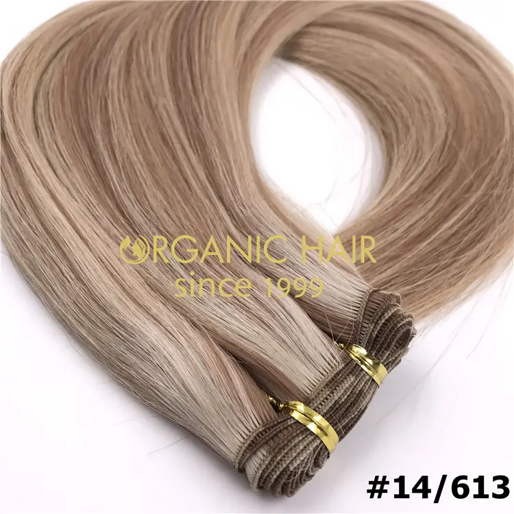 Wholesale human full cuticle hand tied wefts and customized color L