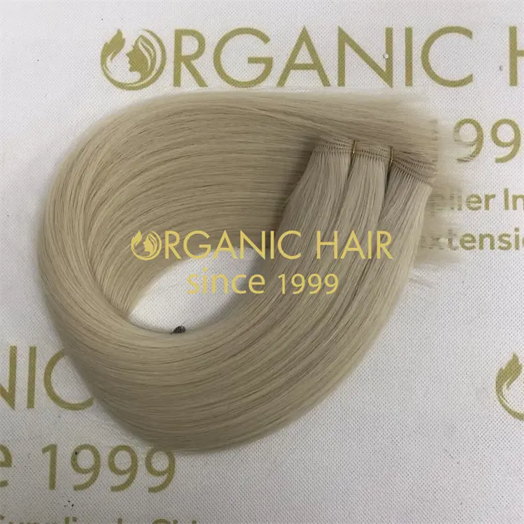 Wholesale human full cuticle intact hand tied weft hair extensions light color L