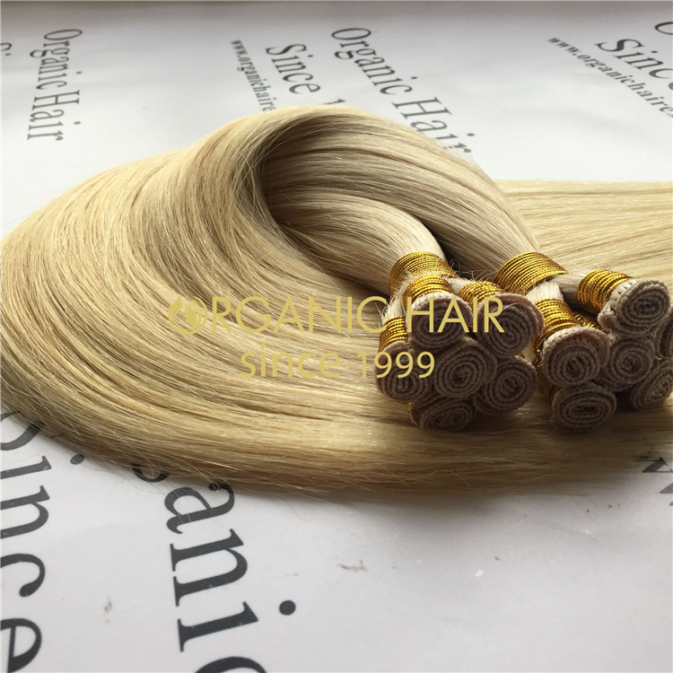Best blonde remy human hand tied weft hair vendor V53