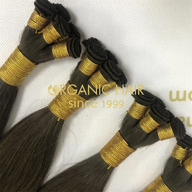 Wholesale human remy hand tied weft hair extension L
