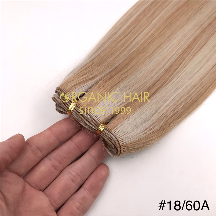 Wholesale human full cuticle hand tied wefts #18/60A good reviews X355