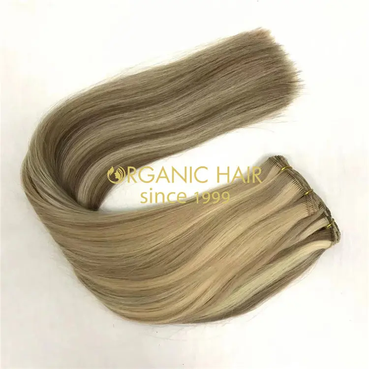 Wholesale human slavic hand tied weft hair extension and customized color X406