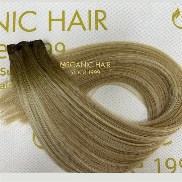 Full cuticle remy Cut-point hand tied weft extesnions H22