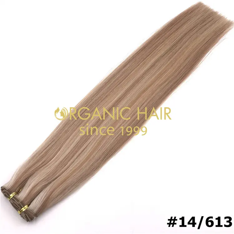 Wholesale human full cuticle hand tied wefts and customized color L