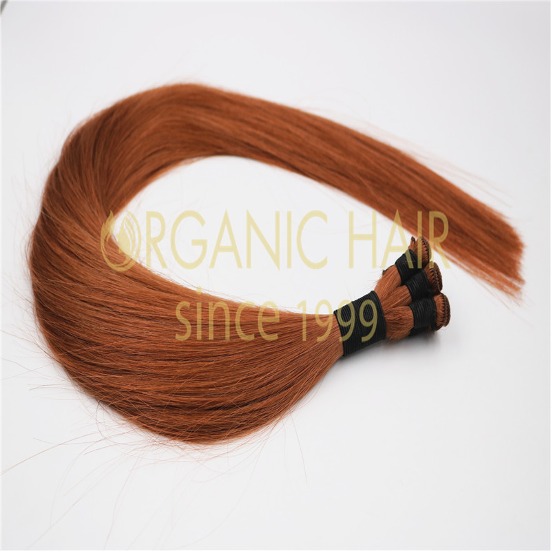 Red hand-tied weft remy hair extensions on sale A26