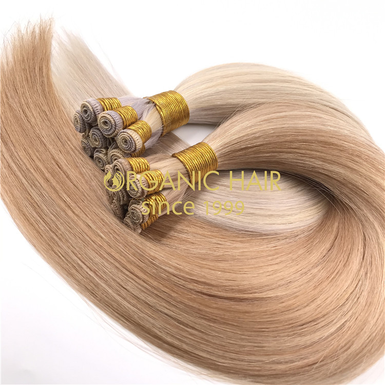 Wholesale customized color human full cuticle intact hand tied wefts X327