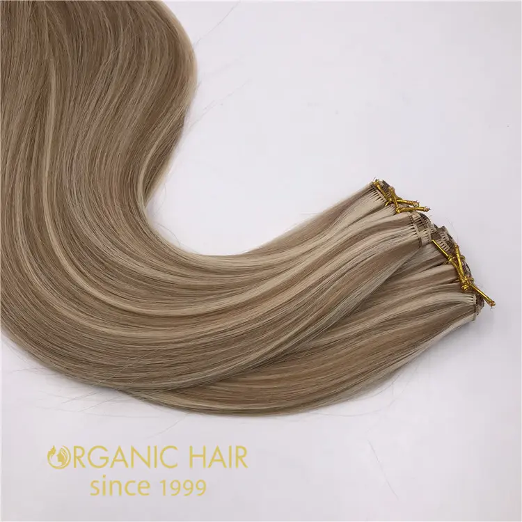 Wholesale human full cuticle remy hand tied weft piano color X411
