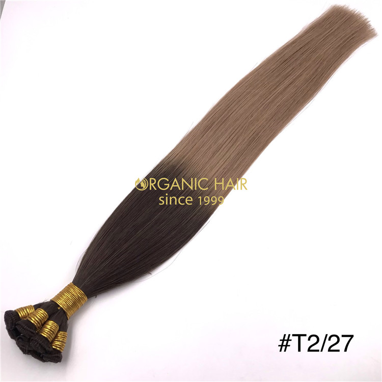 Wholesale ombre color #T2/27 hand tied wefts X333