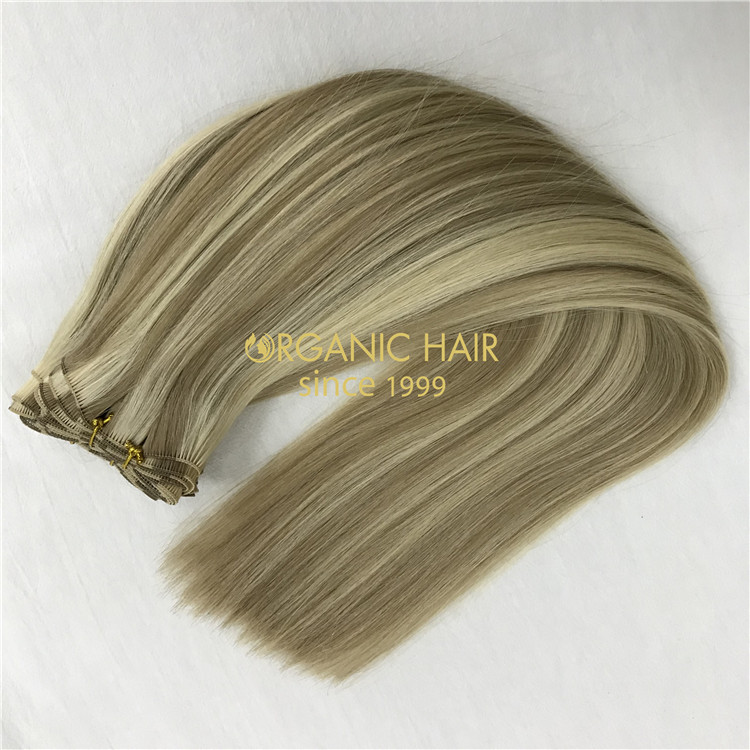 Hand tied wefts hair extensions 100% human remy cuticle hair X374