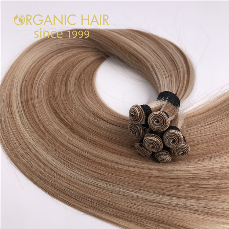 Organic Hair human full cuticle hand tied wefts hair extensions hot sale X356