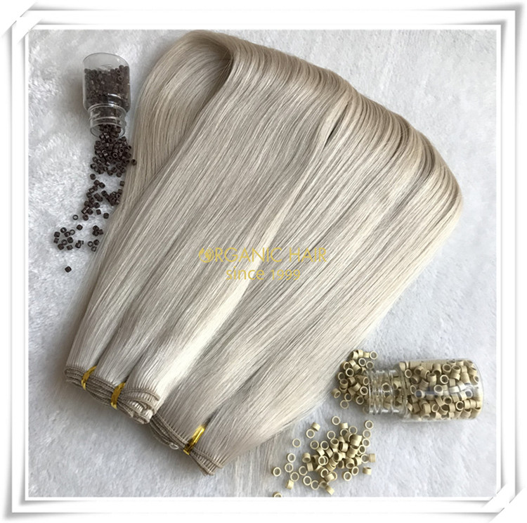 White blonde hand tied wefts 100% human hair CO75