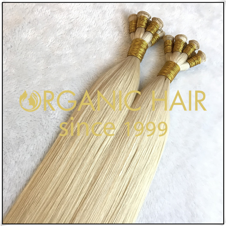 Blond color #60 hand tied hair extension C022