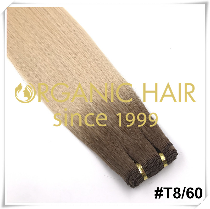 Ombre color #T8/60 hand tied hair extensions C051