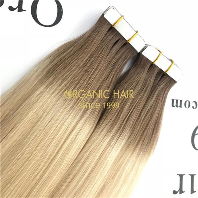 Wholesale high quality remy human ombre color tape in extensions V110