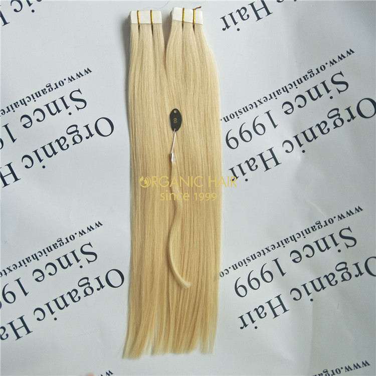 Popular blonde color cuticle intact tape in hair X257