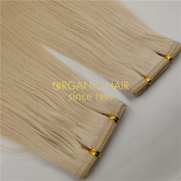 Wholesale human full cuticle flat wefts blonde color X335