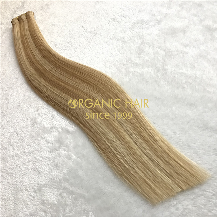 Human piano color cuticle intact flat wefts hair extensions X272