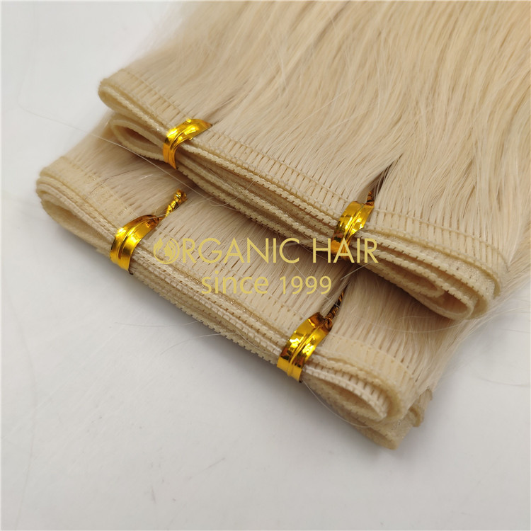 Wholesale human full cuticle flat wefts blonde color X335