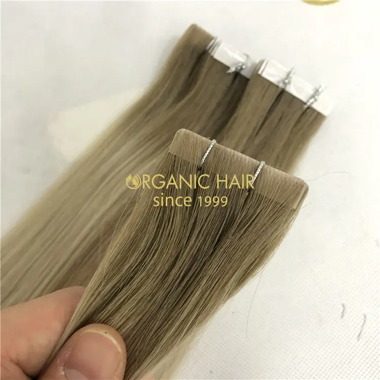 Wholesale human full cuticle intact Invisible Tape In hair extensions T8P18/60A  X419