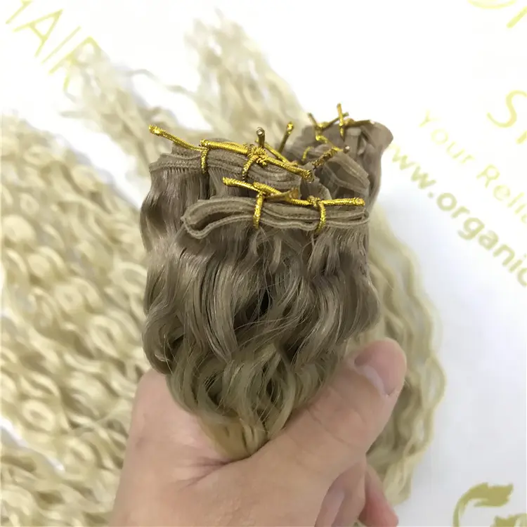 Wholesale human full cuticle remy micro weft R8P18/22 Color Natural curly X416