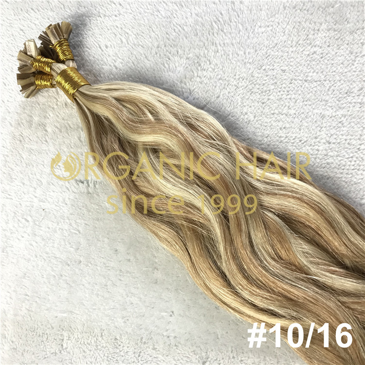 Pre-bonded flat tip hair extensions human hair A08