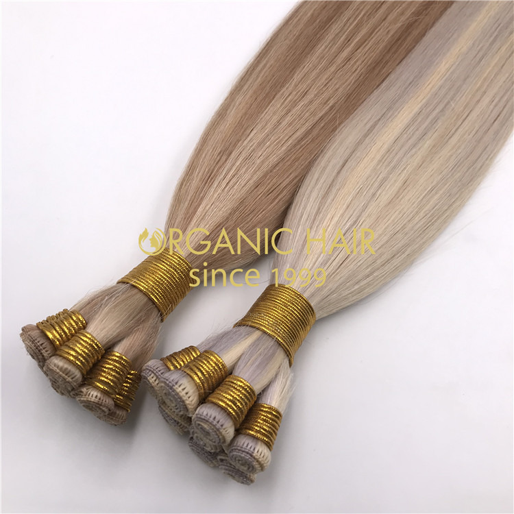 Wholesale customized color human full cuticle intact hand tied wefts X327