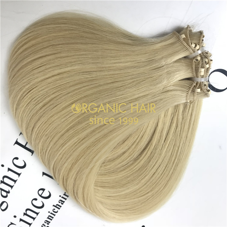 Human cuticle hair bead hand tied wefts extensions X274