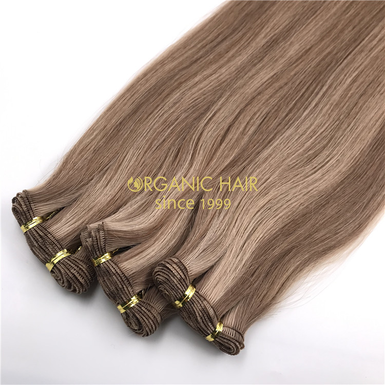Wholesale human hand tied wefts piano color #10/16 X312