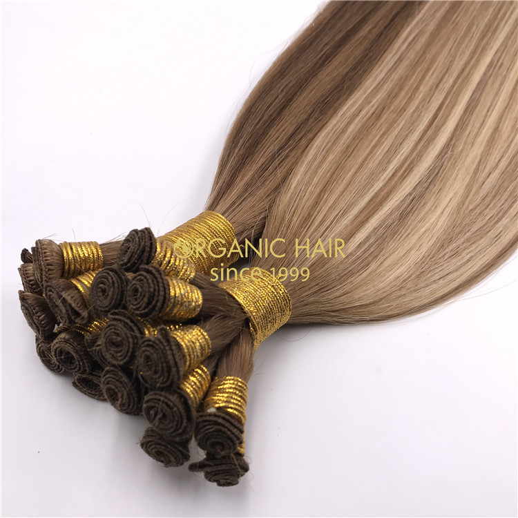 Human wholesale customized color hand tied wefts X302