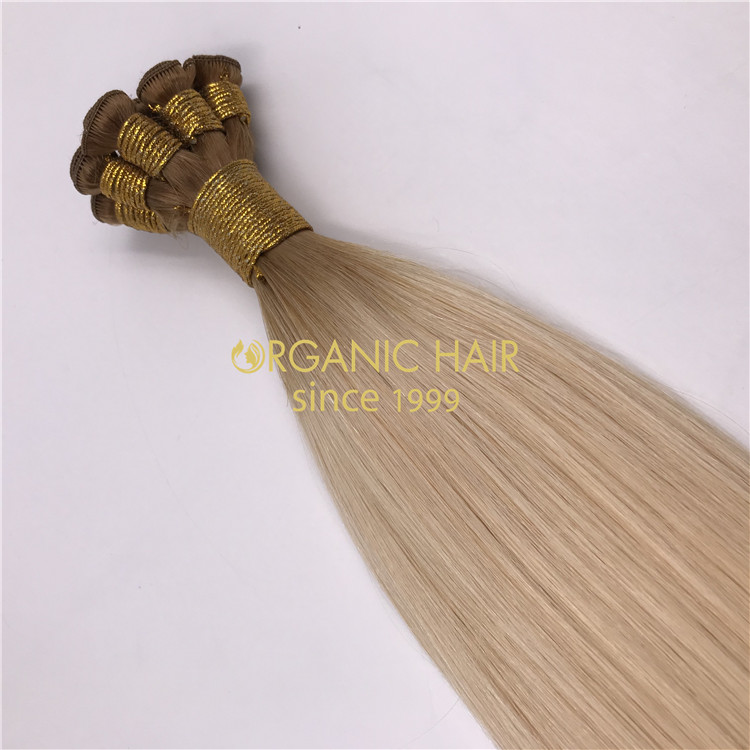 Hot sale human rooted color hand tied wefts hair extensions X310