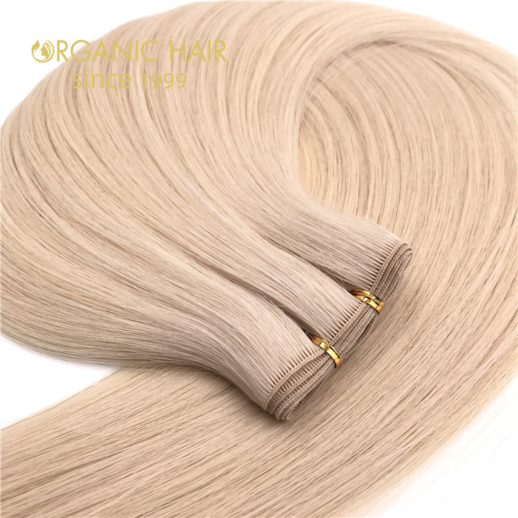 Hot sale and human cuticle intact hand tied wefts blonde color X347