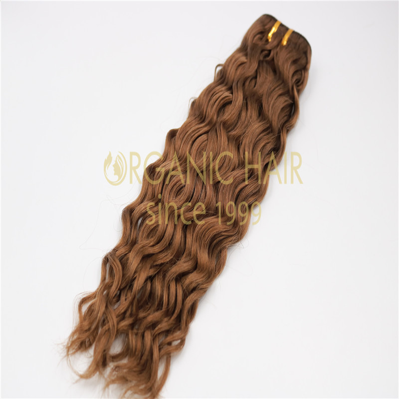 Machine weft hybrid hair natural wave remy hair extensions A24