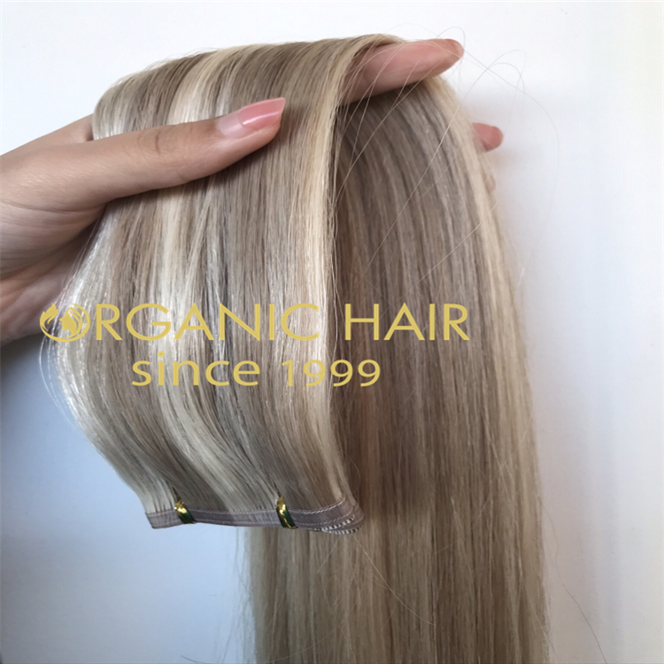 Ashy piano color hybrid wefts extensions H317