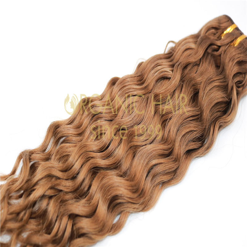 Machine weft hybrid hair natural wave remy hair extensions A24